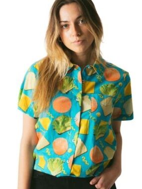 Kavu Turquoise Short-Sleeve Button-Up Shirt - Novelty Print